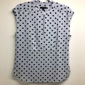 J. Crew Light Blue with Navy Polka Dots Women S